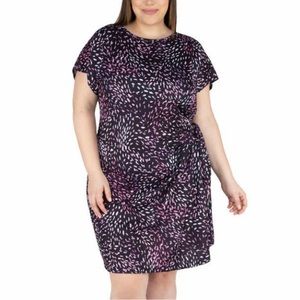 Nicole Miller Original Pink Confetti Side Tie Sheath Mini Dress Women’s Size XL